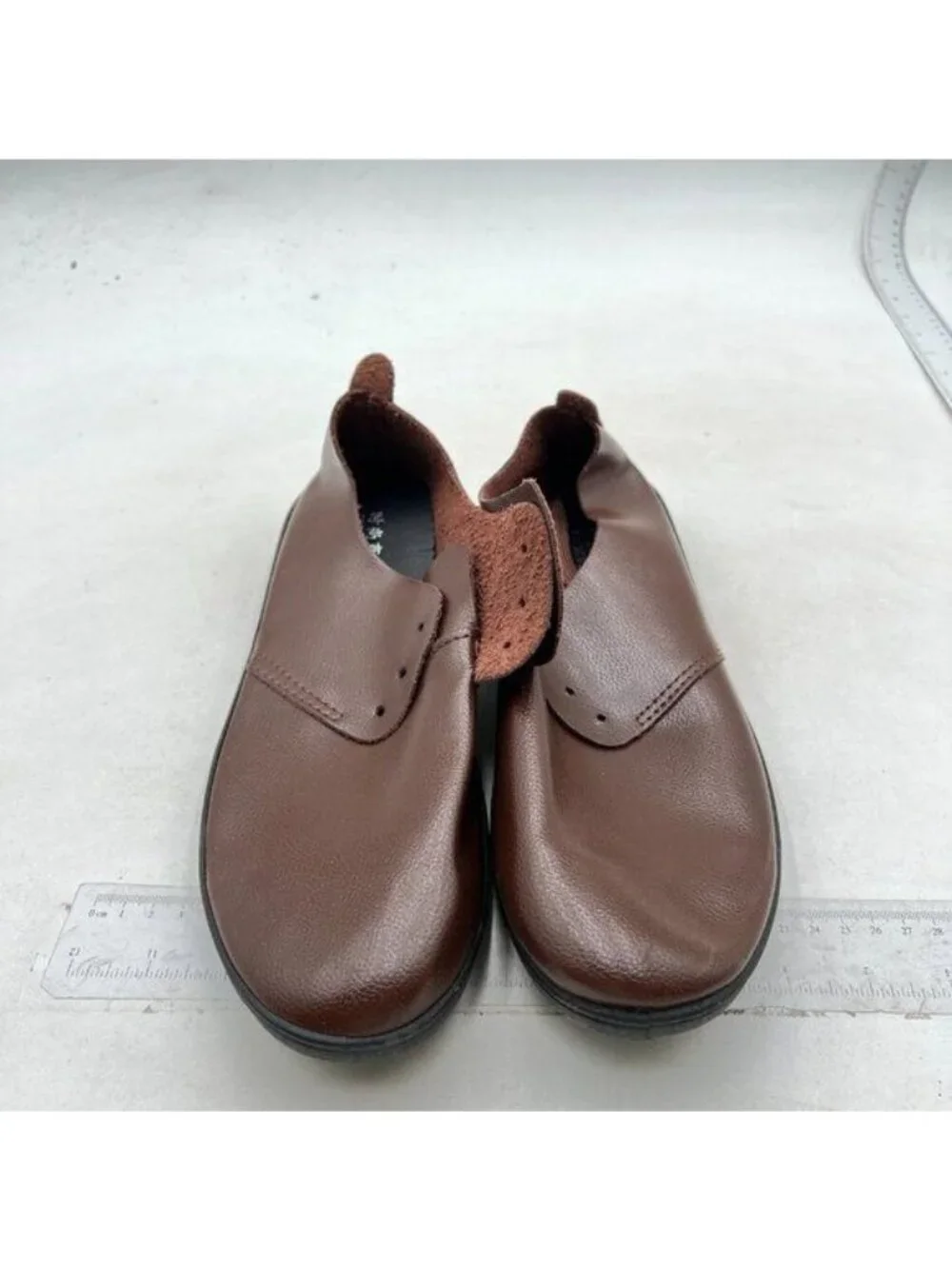 Men's Genuine Leather Loafer Shoes Slip On Soft Breathable Stitching Shoes Brown